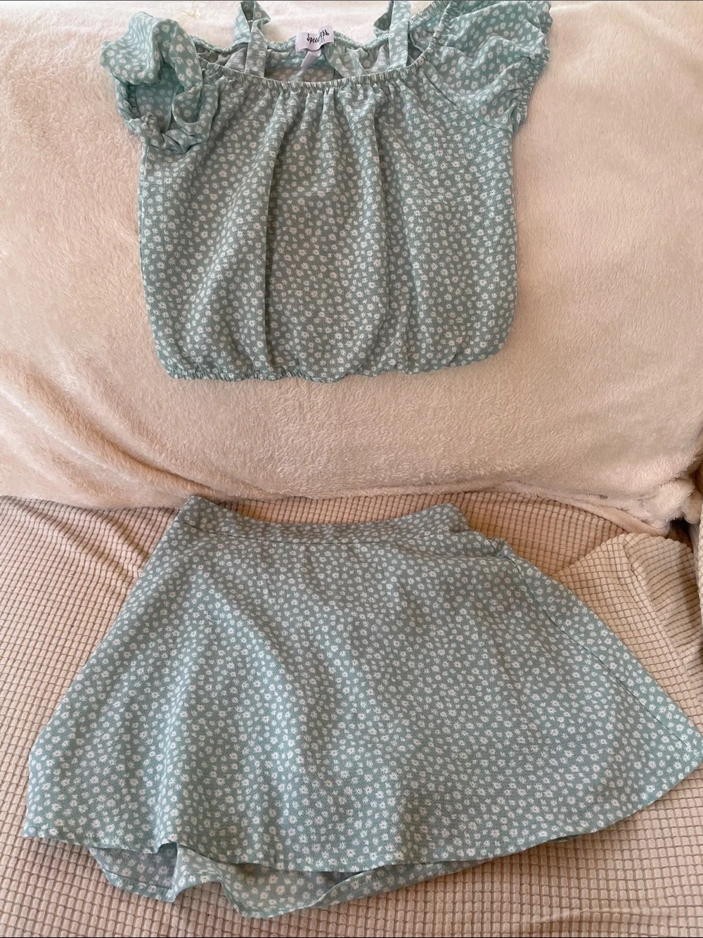 Speechless Mint Green Floral Girls Matching Top and Skort Set